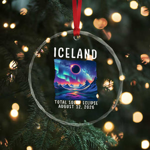 Iceland Total Solar Eclipse 2026 Aurora Crystal Glass Ornament Totality Northern Lights Astronomy Travel Gift