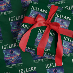 Iceland Total Solar Eclipse 2026 Aurora Wrapping Paper Roll Totality Northern Lights Astronomy Travel Gift