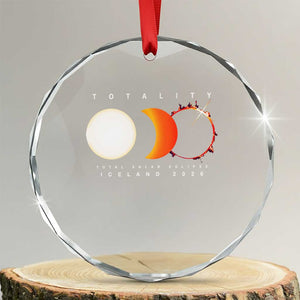 Iceland Total Solar Eclipse 2026 Totality Crystal Glass Ornament Travel Souvenir Astronomy Geek Gift TS02 Transparent Glass 3'' Circle Print Your Wear