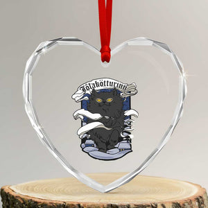 Icelandic Xmas Heart Crystal Glass Ornament Yule Cat Jolakotturinn Xmas Eve TS09 Transparent Glass 3'' Heart Print Your Wear