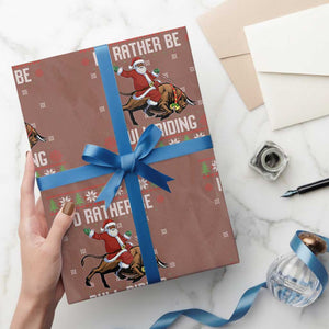 Id Rather Be Bull Riding Wrapping Paper Roll Black Santa Bull Rider Ugly Christmas Gift TS12 Mocha Print Your Wear