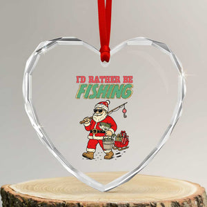 Id Rather Be Fishing Heart Crystal Glass Ornament Funny Christmas Holiday Gift TS12 Transparent Glass 3'' Heart Print Your Wear