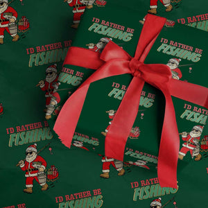 Id Rather Be Fishing Wrapping Paper Roll Funny Xmas Holiday Gift TS12 Green Print Your Wear
