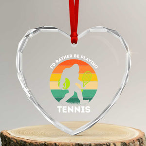 Id Rather Be Playing Tennis Heart Crystal Glass Ornament Vintage Retro Bigfoot Tennis Player Gift TS12 Transparent Glass 3'' Heart Print Your Wear