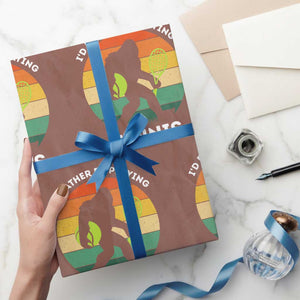 Id Rather Be Playing Tennis Wrapping Paper Roll Vintage Retro Bigfoot Tennis Player Gift TS12 Mocha Print Your Wear