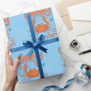 If Crabby Please Return To The Beach Wrapping Paper Roll Funny Crab Summer Vacatiion TS14 Light Blue Print Your Wear