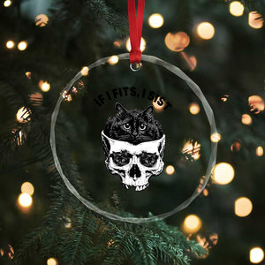 If I Fits I Sits Black Cat Skull Crystal Glass Ornament Gothic Dark Humor Gift TS12 Print Your Wear