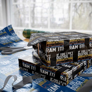 If You Cant Dodge It Ram It Retro Truck Meme Wrapping Paper Roll for Gearheads Country Road Warriors TS02 Black Print Your Wear