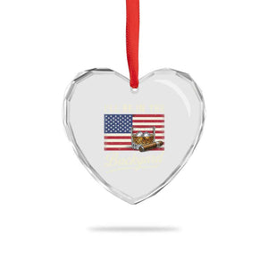 I'll Be in the Backyard Heart Crystal Glass Ornament USA Flag Cigar and Bourbon