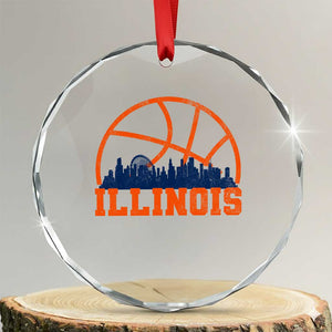 Illinois Fan Crystal Glass Ornament IL State Basketball Game Day TS11 Transparent Glass 3'' Circle Print Your Wear