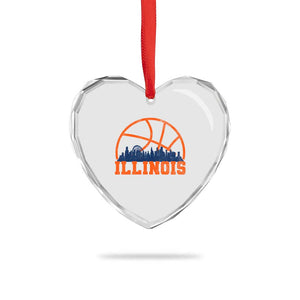 Illinois Fan Heart Crystal Glass Ornament IL State Basketball Game Day TS11 Print Your Wear