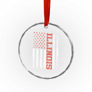 Illinois Pride Crystal Glass Ornament Vintage American Flag Distressed Varsity Aesthetic Letters IL State TS11 Print Your Wear