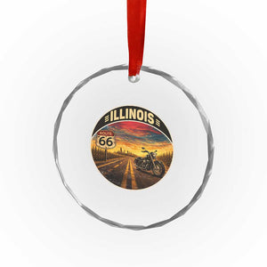 Illinois Route Highway 66 Motorcycle Crystal Glass Ornament Road Trip Adventure TS12 Print Your Wear