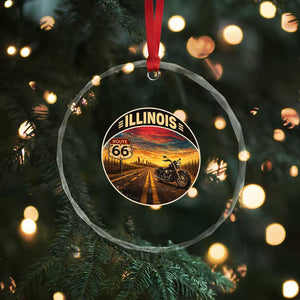 Illinois Route Highway 66 Motorcycle Crystal Glass Ornament Road Trip Adventure TS12 Print Your Wear