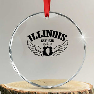 Illinois Route Highway 66 Souvenir Crystal Glass Ornament Open Road Adventure TS12 Transparent Glass 3'' Circle Print Your Wear