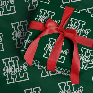 Illinois Sports Fan Wrapping Paper Roll Varsity Aesthetic IL State Pride TS11 Green Print Your Wear