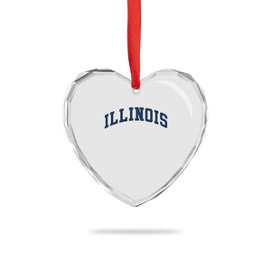 Illinois Sports Fan Vintage Bold Throwback IL State Heart Crystal Glass Ornament TS11 Print Your Wear