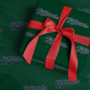 Illinois Varsity Script Classic Sports Jersey Style Wrapping Paper Roll TS11 Green Print Your Wear