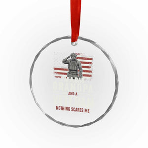 I'm A Dad Grandpa and Veteran Nothing Scares Me Crystal Glass Ornament Funny Veteran Dad Grandpa Humor TS14 Print Your Wear