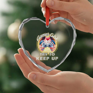 Im A Gamer Girl Try To Keep Up Heart Crystal Glass Ornament Funny Gaming Gift TS12 Print Your Wear