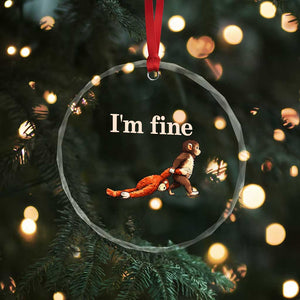 I’m Fine Funny Monkey Meme Crystal Glass Ornament Viral Punch Baby Monkey Relatable Cute Gift TS02 Print Your Wear