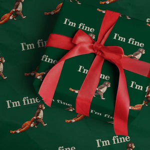 I’m Fine Funny Monkey Meme Wrapping Paper Roll Viral Punch Baby Monkey Relatable Cute Gift TS02 Green Print Your Wear