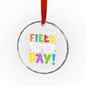 I'm Just Here for Field Day 2026 Crystal Glass Ornament School Colorful Sunglasses Graphic TS02 Print Your Wear