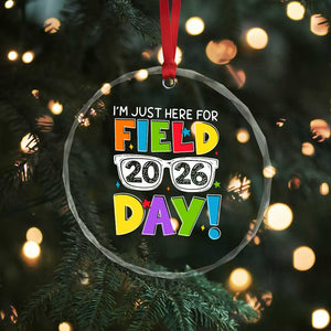 I'm Just Here for Field Day 2026 Crystal Glass Ornament School Colorful Sunglasses Graphic TS02 Print Your Wear