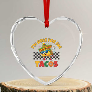 I'm Just Here for the Tacos Heart Crystal Glass Ornament Funny Mexican Food TS14 Transparent Glass 3'' Heart Print Your Wear