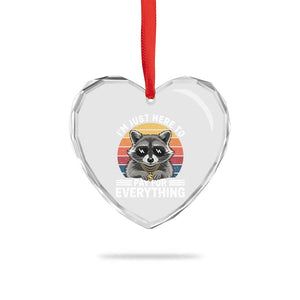 I'm Just Here to Pay for Everything Heart Crystal Glass Ornament Funny Raccoon Dad Granpa Joke