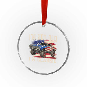 I'm Not Old I'm Classic Crystal Glass Ornament Vintage Car American Flag 4th of July
