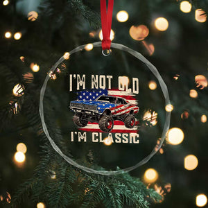 I'm Not Old I'm Classic Crystal Glass Ornament Vintage Car American Flag 4th of July