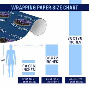 I'm Not Old I'm Classic Wrapping Paper Roll Vintage 1970 Purple Classic Muscle Car