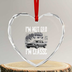 I'm Not Old I'm Classic Heart Crystal Glass Ornament Retro American Muscle Car Classic USA
