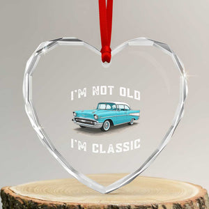 I'm Not Old I'm Classic Heart Crystal Glass Ornament Vintage 1957 Turquoise Classic Car