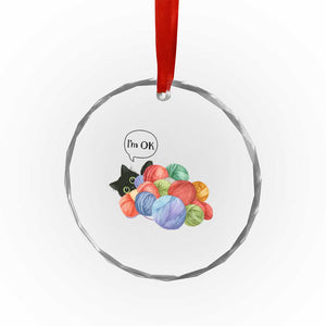 Im OK Crystal Glass Ornament Cat Tangled In Yarn Funny Crochet Gift TS12 Print Your Wear