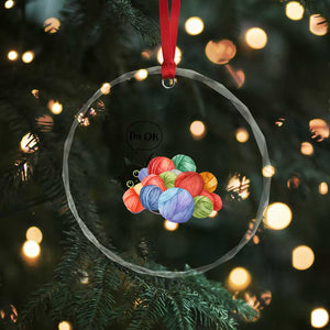 Im OK Crystal Glass Ornament Cat Tangled In Yarn Funny Crochet Gift TS12 Print Your Wear