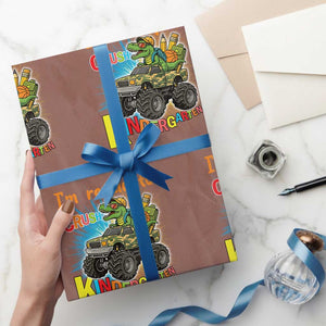 Im Ready To Crush Kindergarten Wrapping Paper Roll Dinosaur Driving Truck Gift TS12 Mocha Print Your Wear