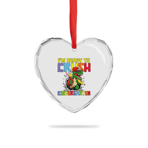 I'm Ready to Crush Pre-K Back to School T-Rex Dinosaur Heart Crystal Glass Ornament