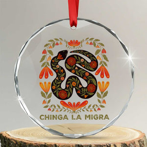 Immigrant Rights Crystal Glass Ornament Chinga La Migra TS10 Transparent Glass 3'' Circle Print Your Wear