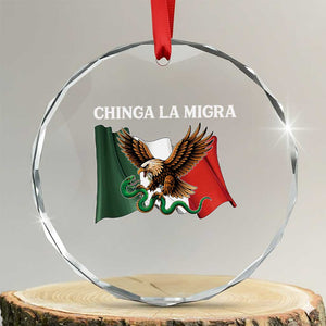 Immigration Rights Protest Crystal Glass Ornament Chinga La Migra Anti Fascism TS14 Transparent Glass 3'' Circle Print Your Wear