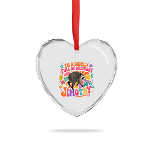 In A World Full Of Ordinary Be A Jimothy Psychedelic Style Heart Crystal Glass Ornament Retro Groovy Seattle Raccoon Legend Graphic