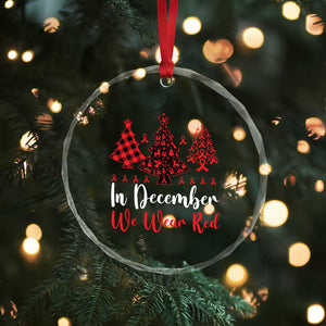 In December We Wear Red Crystal Glass Ornament HIV Awareness Christmas Ribbon Tree Gift TS12 Print Your Wear