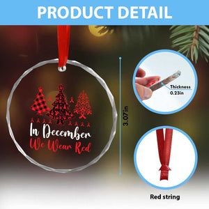 In December We Wear Red Crystal Glass Ornament HIV Awareness Christmas Ribbon Tree Gift TS12 Print Your Wear