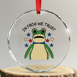 In Frog We Trust Crystal Glass Ornament Patriotic Portland Frogs Protest American Flag TS02 Transparent Glass 3'' Circle Print Your Wear