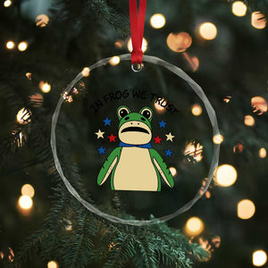 In Frog We Trust Crystal Glass Ornament Patriotic Portland Frogs Protest American Flag TS02 Print Your Wear