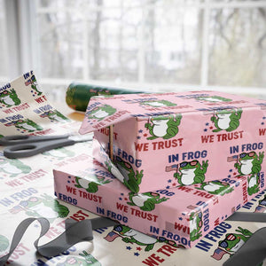In Frog We Trust Wrapping Paper Roll Patriotic Portland Frogs Protest TS02 Light Pink Print Your Wear