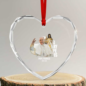 In Loving Memory of Pope Francis Heart Crystal Glass Ornament Viva il Papa 1936-2025 TS02 Transparent Glass 3'' Heart Print Your Wear