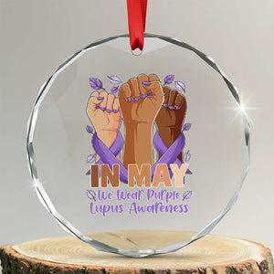 In May We Wear Purple Lupus Awareness Crystal Glass Ornament Purple Ribbon TS10 Transparent Glass 3'' Circle Print Your Wear