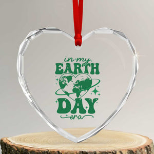 In My Earth Day Era Heart Crystal Glass Ornament Cute Groovy Planet Heart TS02 Transparent Glass 3'' Heart Print Your Wear